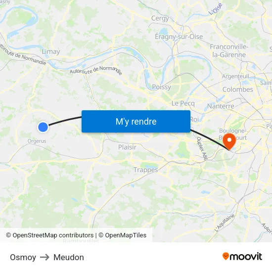 Osmoy to Meudon map