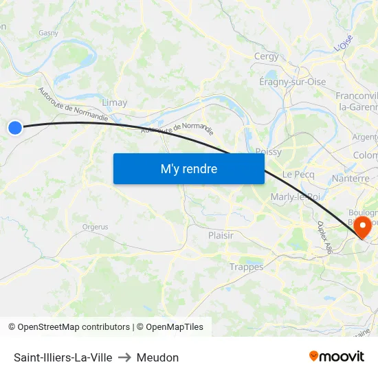 Saint-Illiers-La-Ville to Meudon map