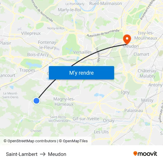Saint-Lambert to Meudon map