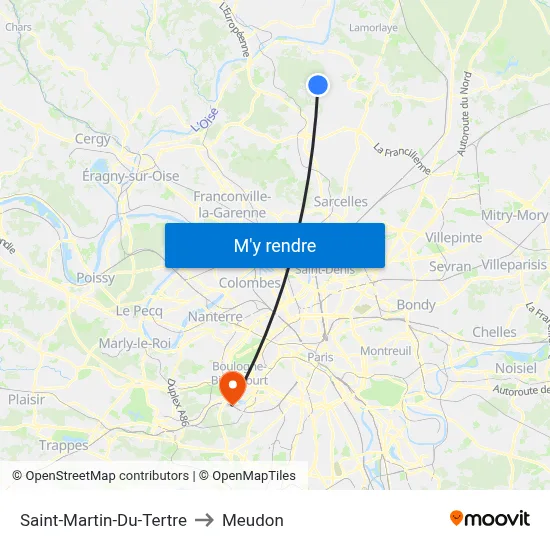 Saint-Martin-Du-Tertre to Meudon map