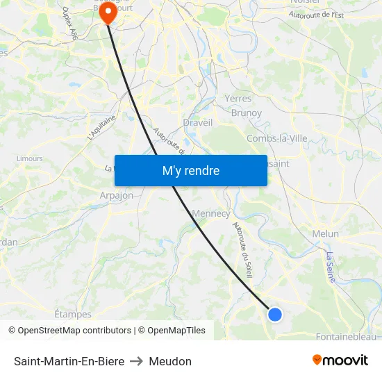 Saint-Martin-En-Biere to Meudon map