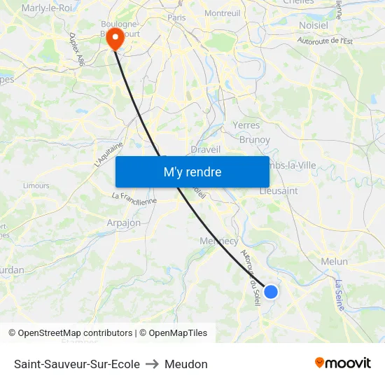 Saint-Sauveur-Sur-Ecole to Meudon map