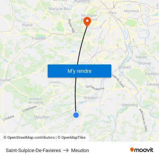 Saint-Sulpice-De-Favieres to Meudon map