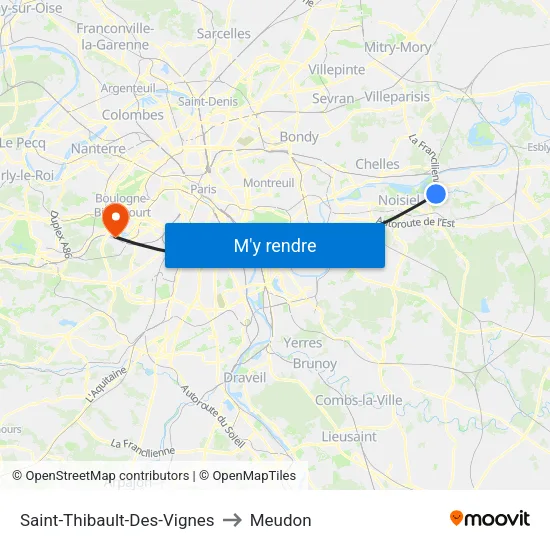 Saint-Thibault-Des-Vignes to Meudon map