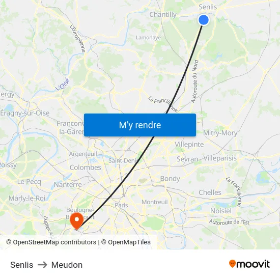 Senlis to Meudon map