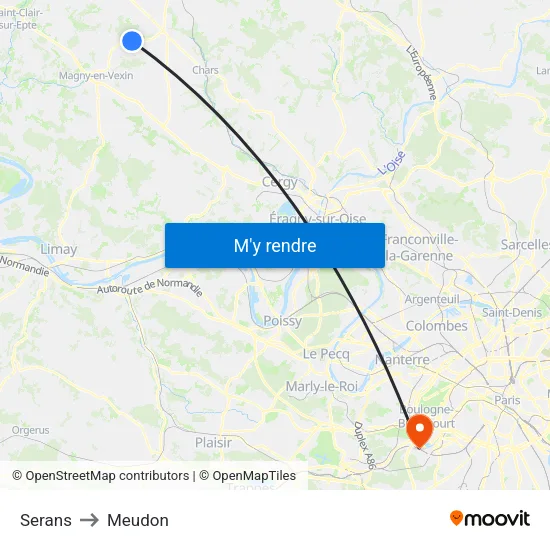 Serans to Meudon map