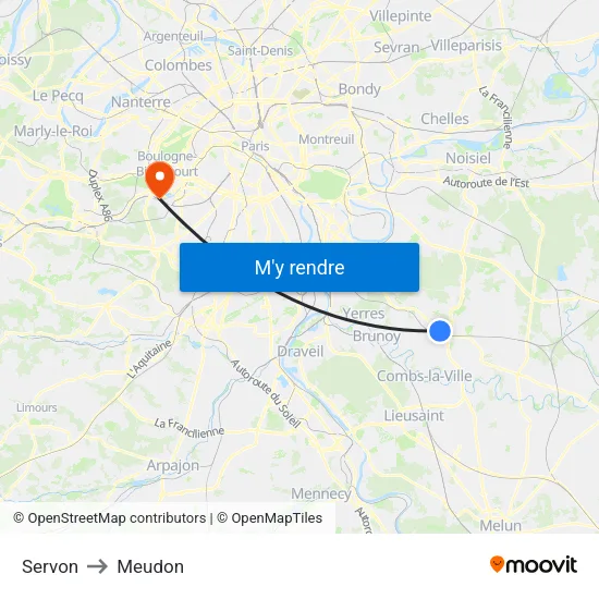 Servon to Meudon map