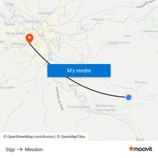 Sigy to Meudon map
