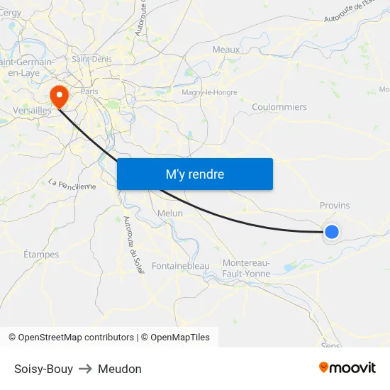 Soisy-Bouy to Meudon map