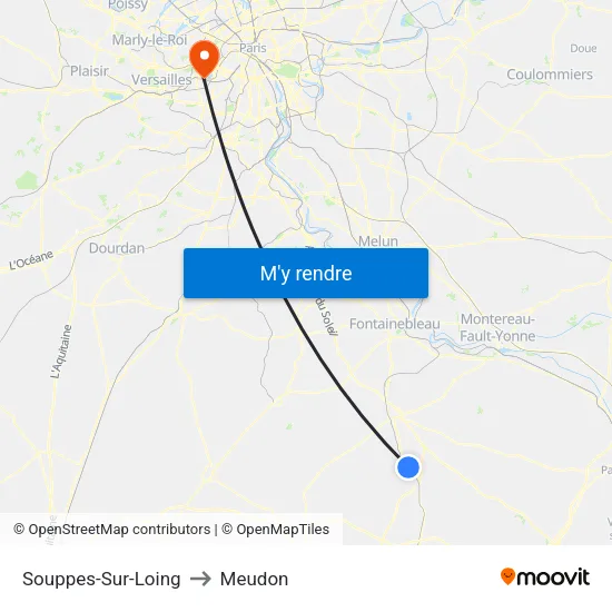 Souppes-Sur-Loing to Meudon map