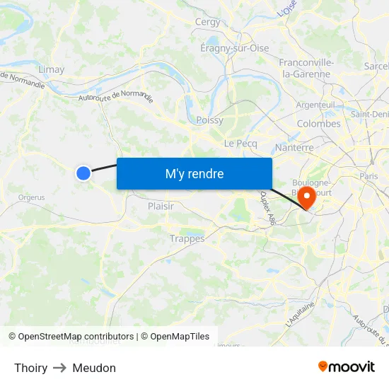 Thoiry to Meudon map