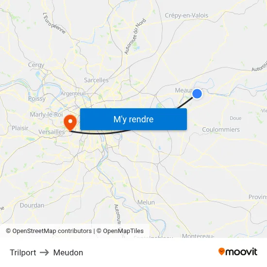 Trilport to Meudon map
