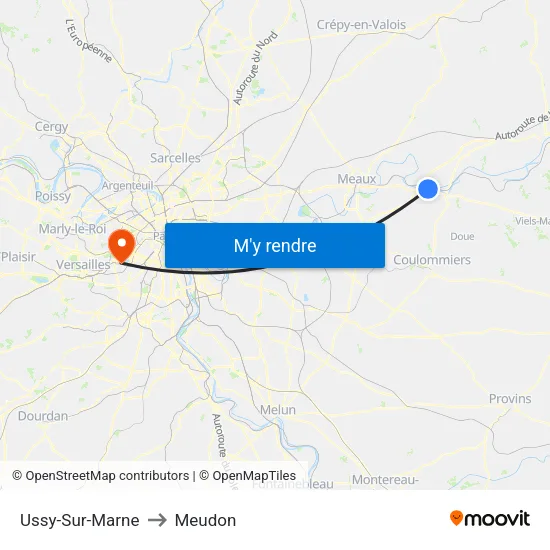 Ussy-Sur-Marne to Meudon map