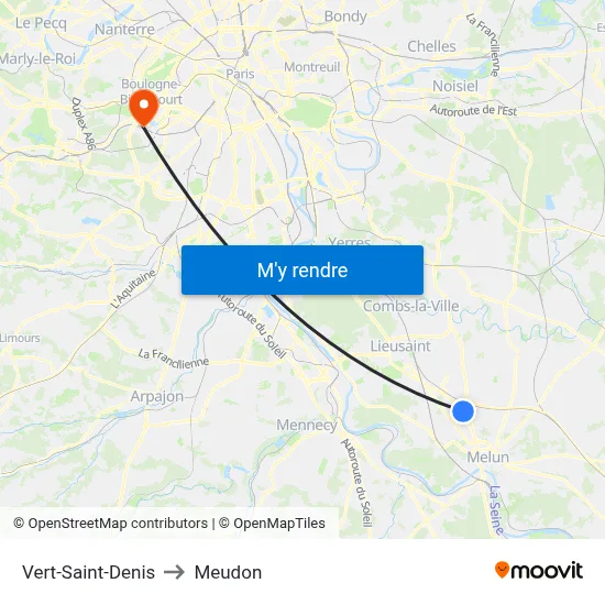 Vert-Saint-Denis to Meudon map