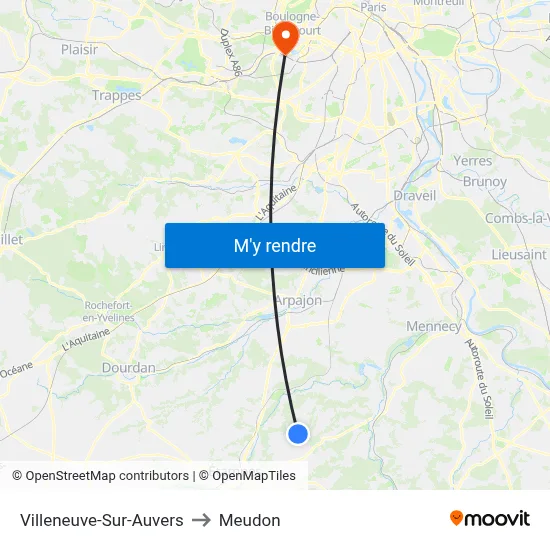 Villeneuve-Sur-Auvers to Meudon map