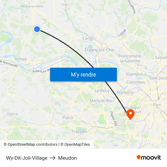 Wy-Dit-Joli-Village to Meudon map