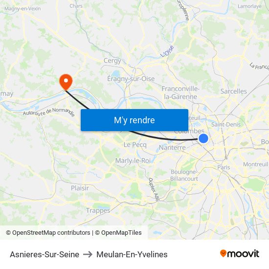 Asnieres-Sur-Seine to Meulan-En-Yvelines map