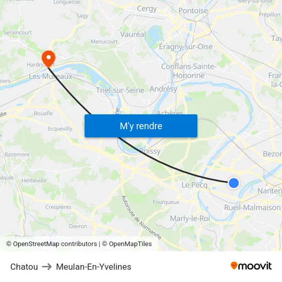 Chatou to Meulan-En-Yvelines map
