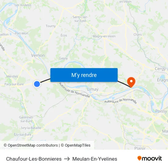 Chaufour-Les-Bonnieres to Meulan-En-Yvelines map