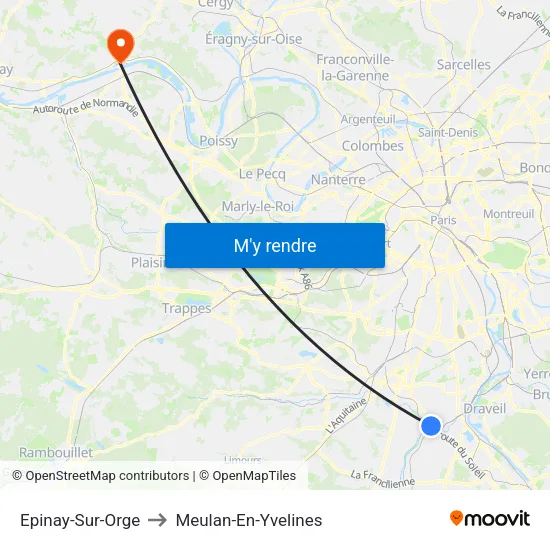 Epinay-Sur-Orge to Meulan-En-Yvelines map