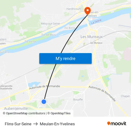 Flins-Sur-Seine to Meulan-En-Yvelines map