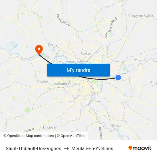 Saint-Thibault-Des-Vignes to Meulan-En-Yvelines map