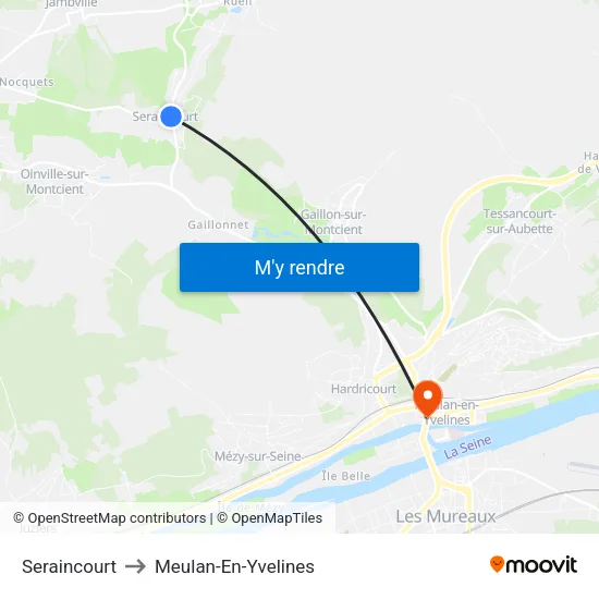 Seraincourt to Meulan-En-Yvelines map