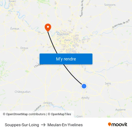 Souppes-Sur-Loing to Meulan-En-Yvelines map