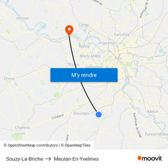 Souzy-La-Briche to Meulan-En-Yvelines map