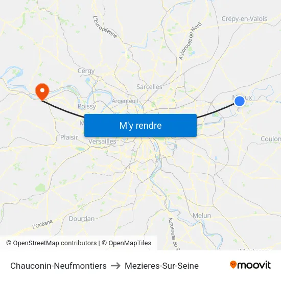 Chauconin-Neufmontiers to Mezieres-Sur-Seine map