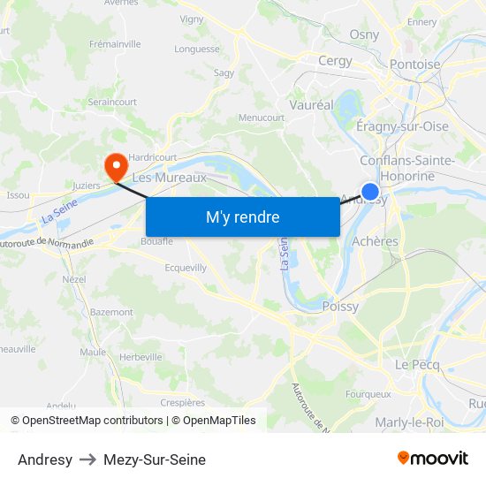 Andresy to Mezy-Sur-Seine map