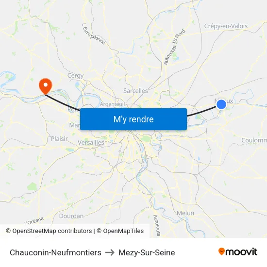 Chauconin-Neufmontiers to Mezy-Sur-Seine map