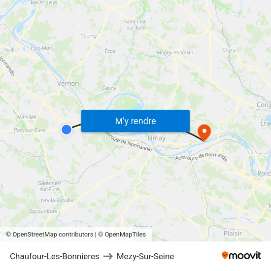 Chaufour-Les-Bonnieres to Mezy-Sur-Seine map