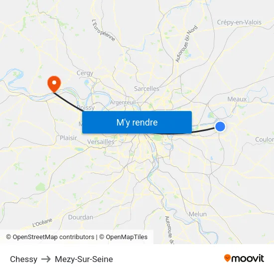 Chessy to Mezy-Sur-Seine map