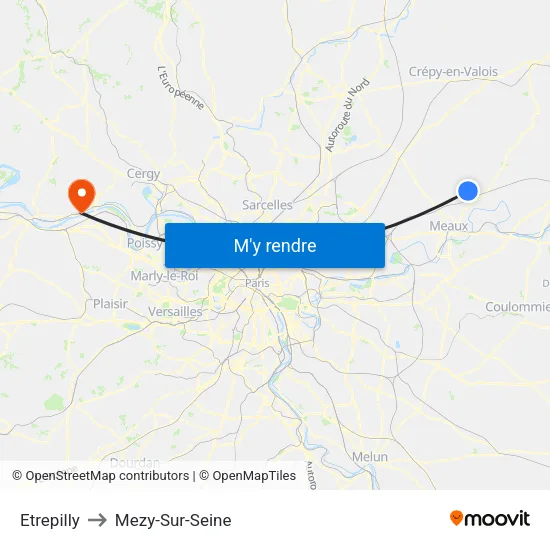 Etrepilly to Mezy-Sur-Seine map