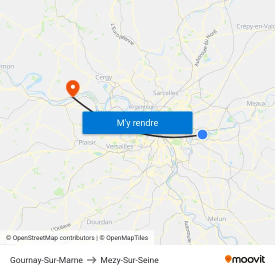 Gournay-Sur-Marne to Mezy-Sur-Seine map