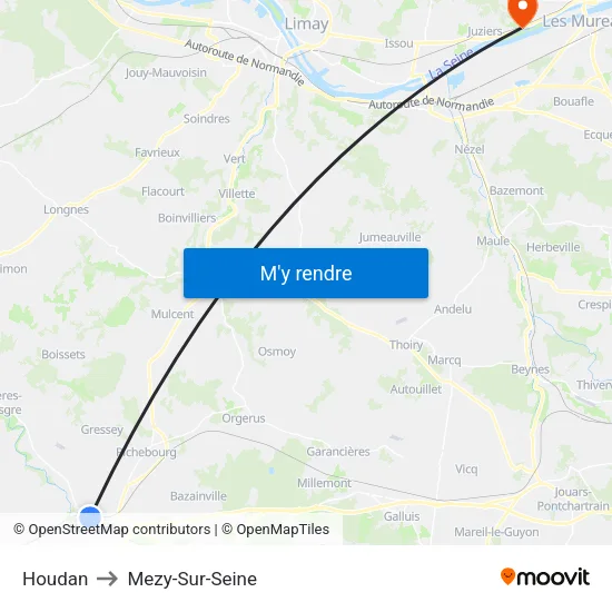 Houdan to Mezy-Sur-Seine map
