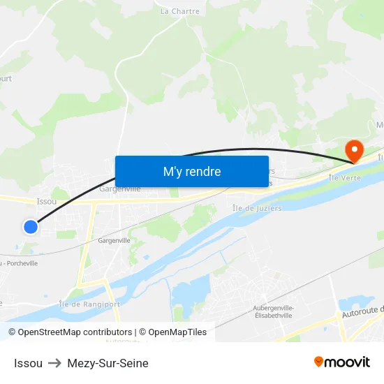 Issou to Mezy-Sur-Seine map