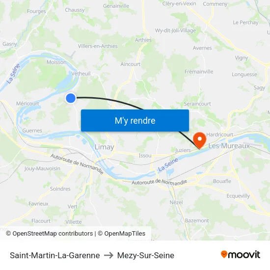 Saint-Martin-La-Garenne to Mezy-Sur-Seine map