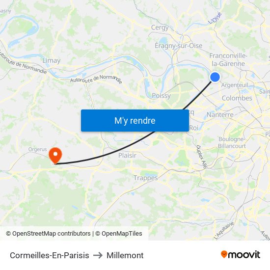 Cormeilles-En-Parisis to Millemont map