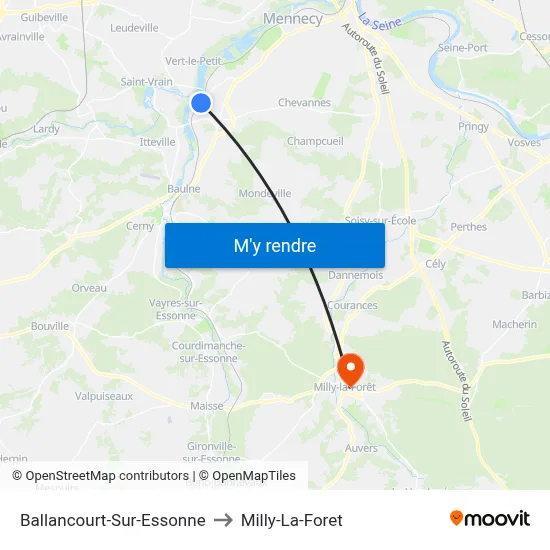Ballancourt-Sur-Essonne to Milly-La-Foret map