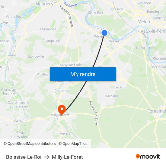 Boissise-Le-Roi to Milly-La-Foret map