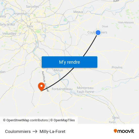 Coulommiers to Milly-La-Foret map