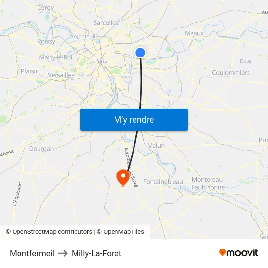 Montfermeil to Milly-La-Foret map