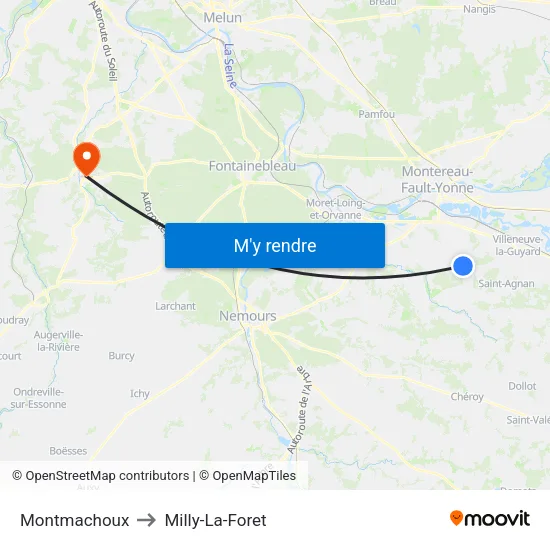 Montmachoux to Milly-La-Foret map