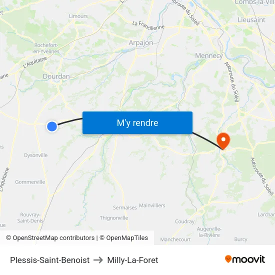 Plessis-Saint-Benoist to Milly-La-Foret map