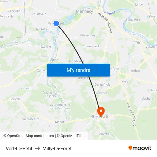 Vert-Le-Petit to Milly-La-Foret map