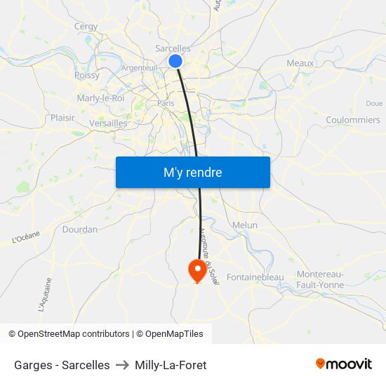 Garges - Sarcelles to Milly-La-Foret map