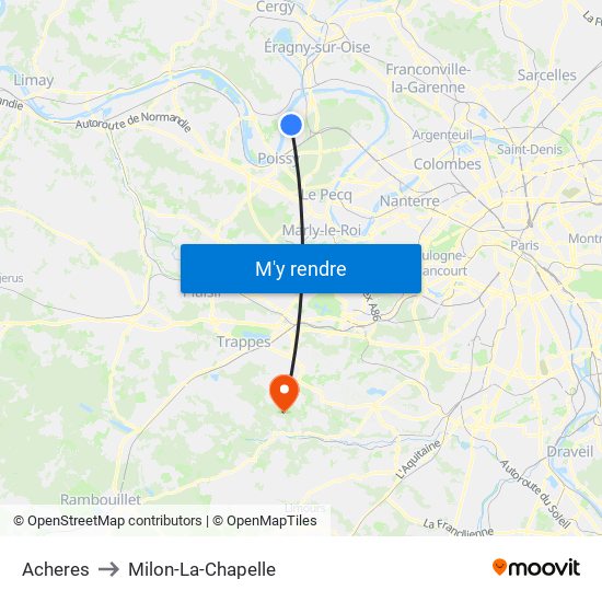 Acheres to Milon-La-Chapelle map