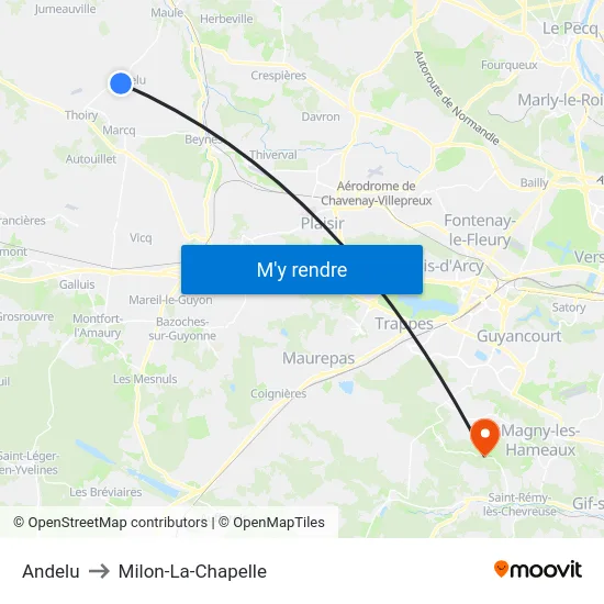 Andelu to Milon-La-Chapelle map
